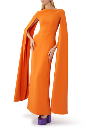 Sadie Cape-Sleeved Maxi Dress